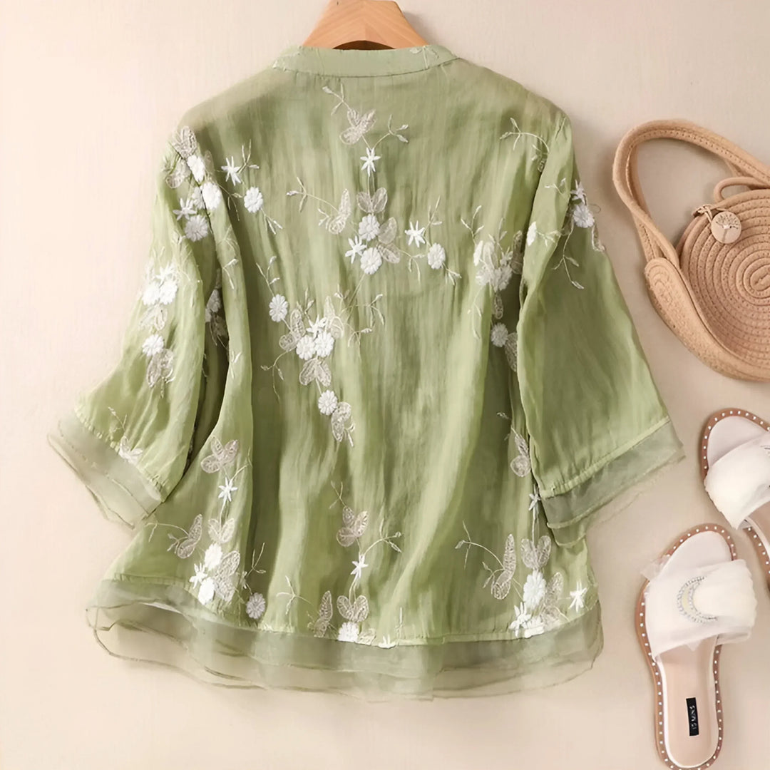 Emily Modische Damen Bluse mit Blumenmuster