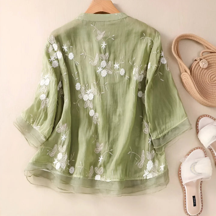 Emily Modische Damen Bluse mit Blumenmuster