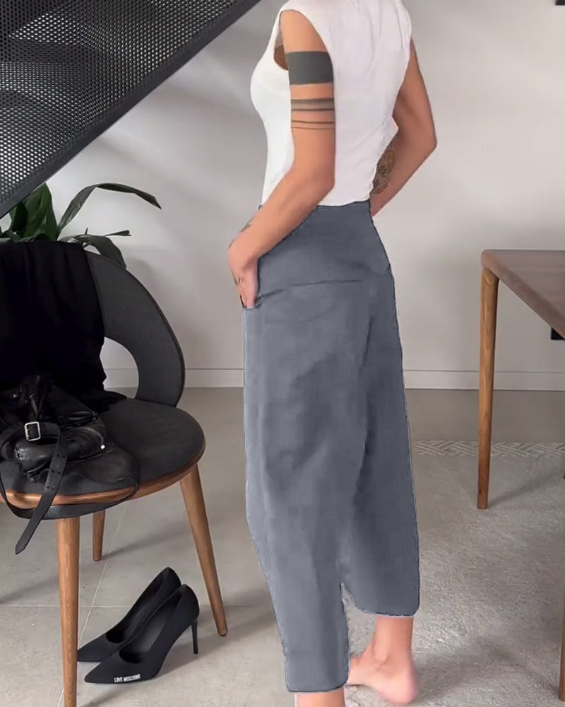 Lässige Asymmetrische Damen Freizeithose