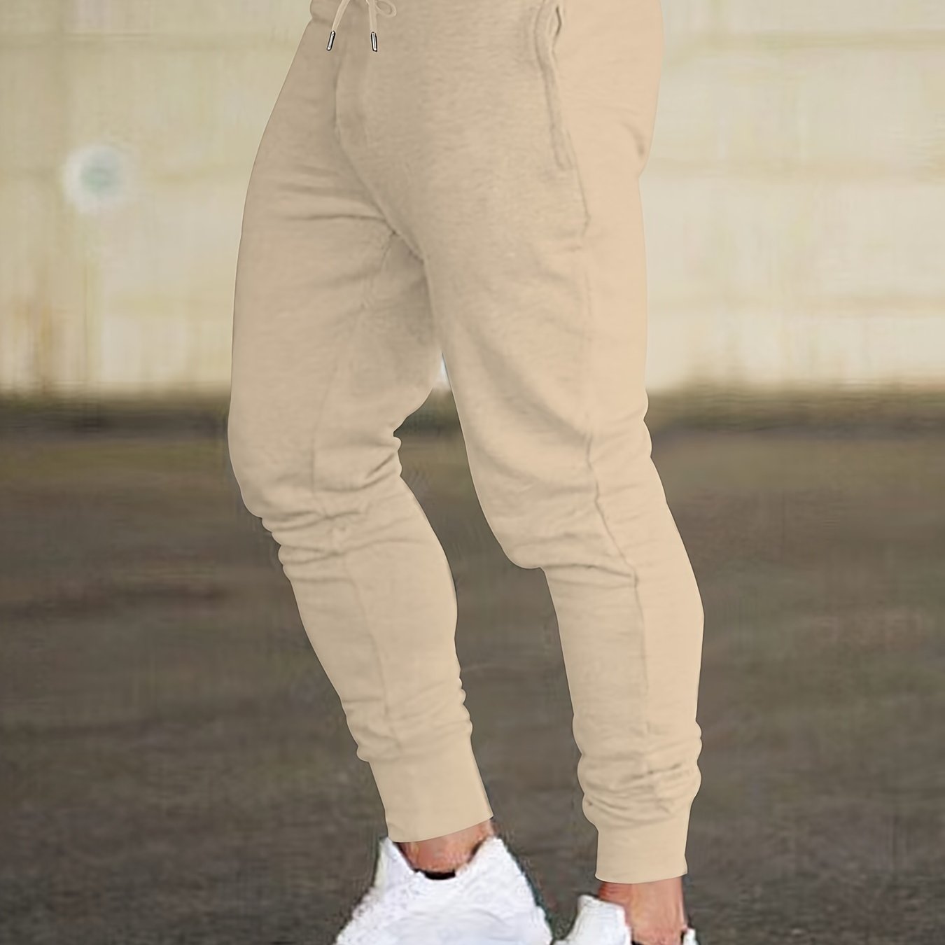 Men's Comfortable Stretch Pants with Zip Pockets and Drawstring