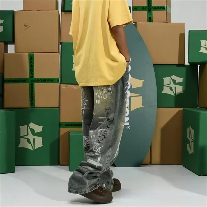 Urban Graffiti Stylische Herren Jeans