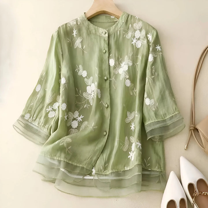 Emily Modische Damen Bluse mit Blumenmuster