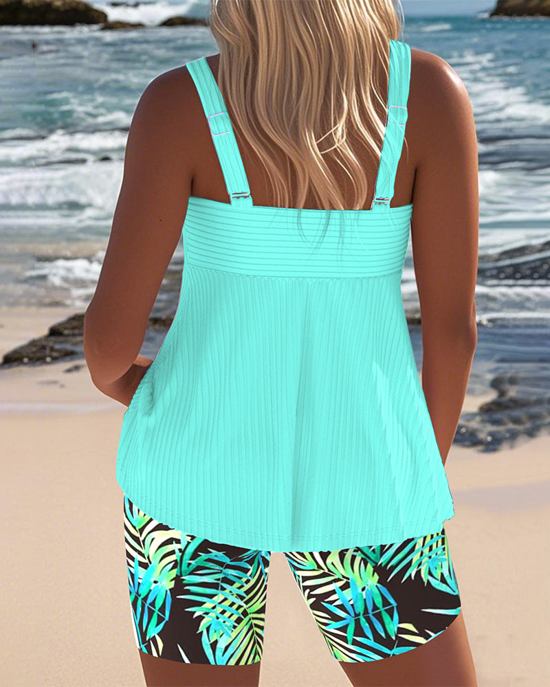 Women's Striped Tankini Two-Piece Set