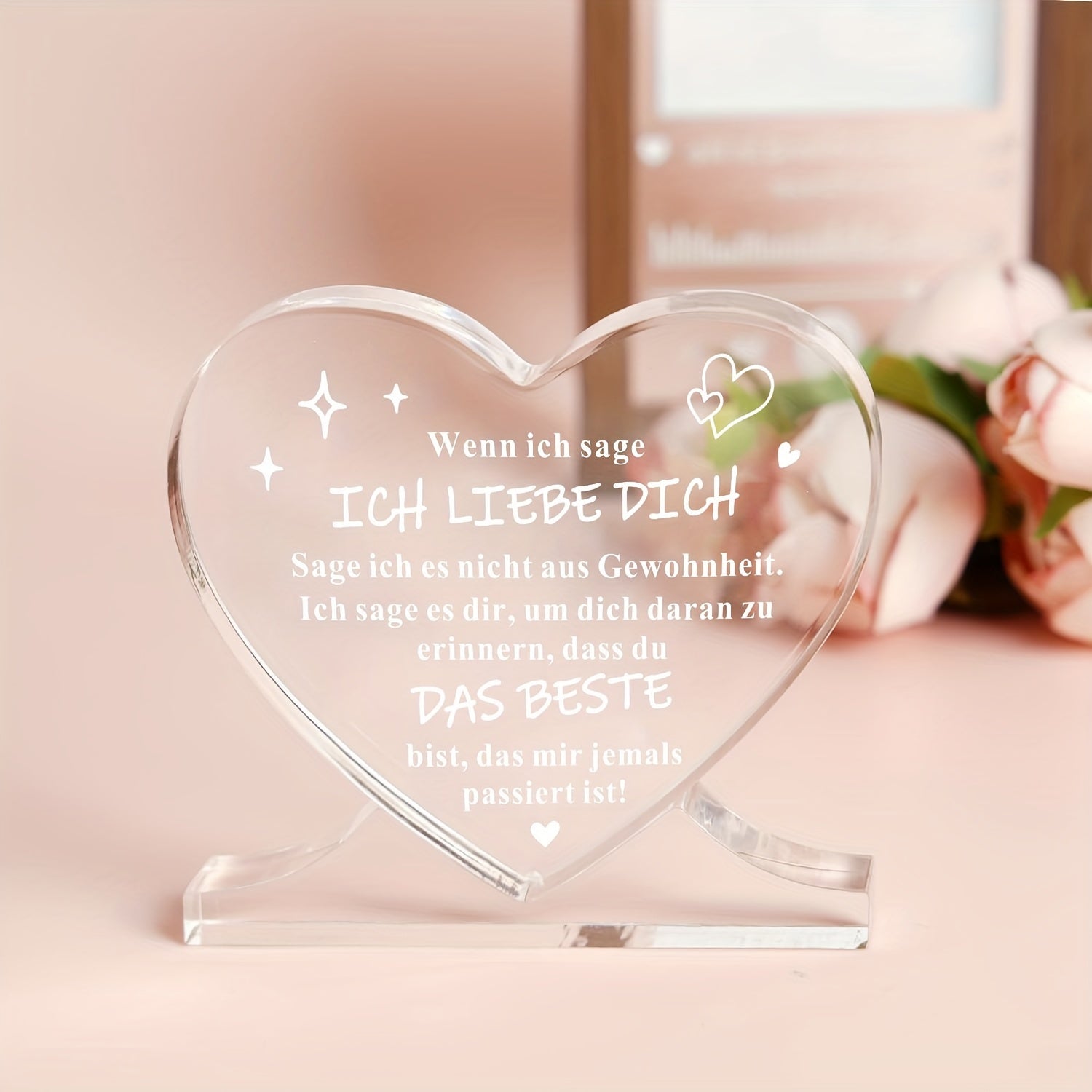 Romantic Heart-Shaped Acrylic Decoration