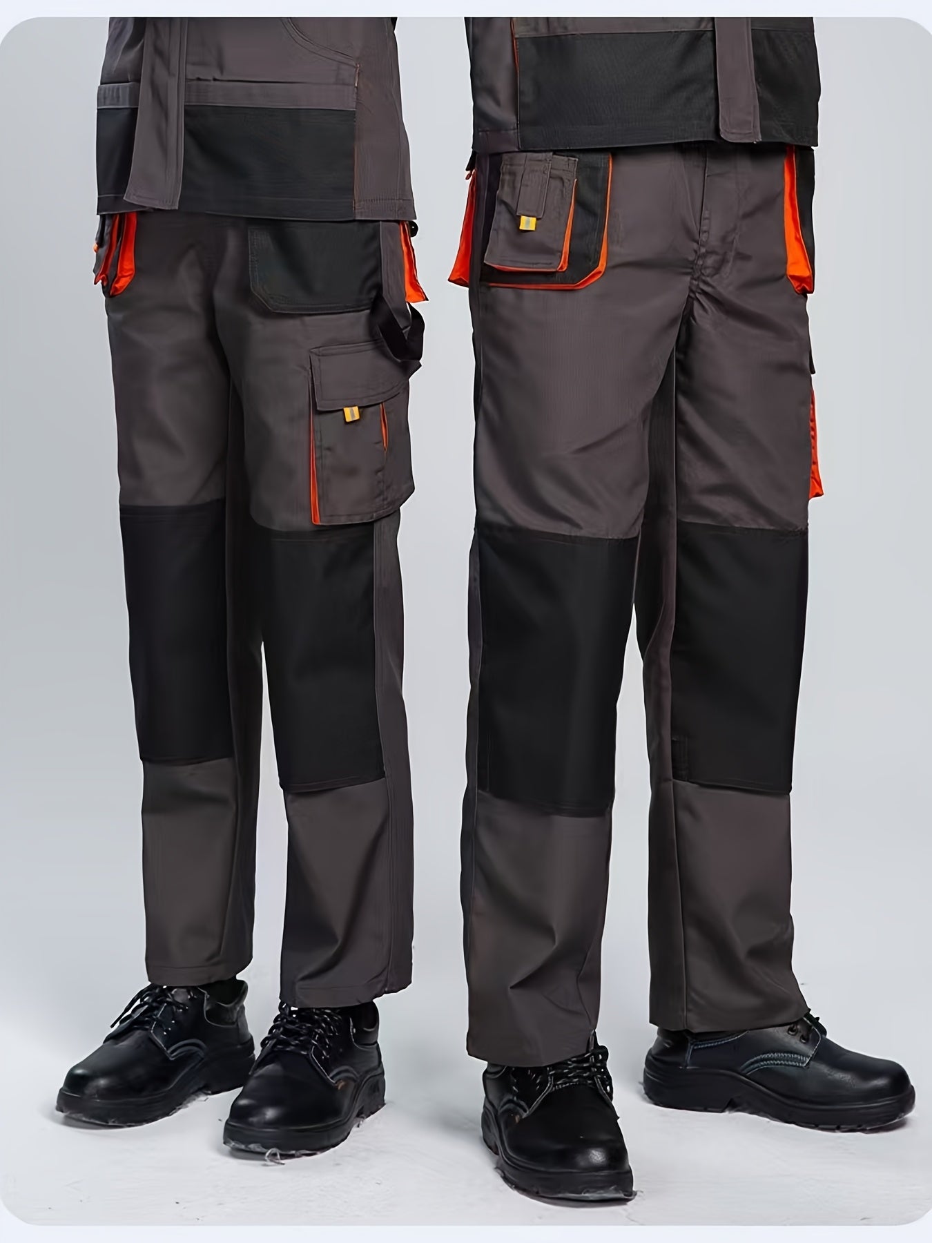 Men's Heavy-Duty Work Pants with Reinforced Design and Large Pockets