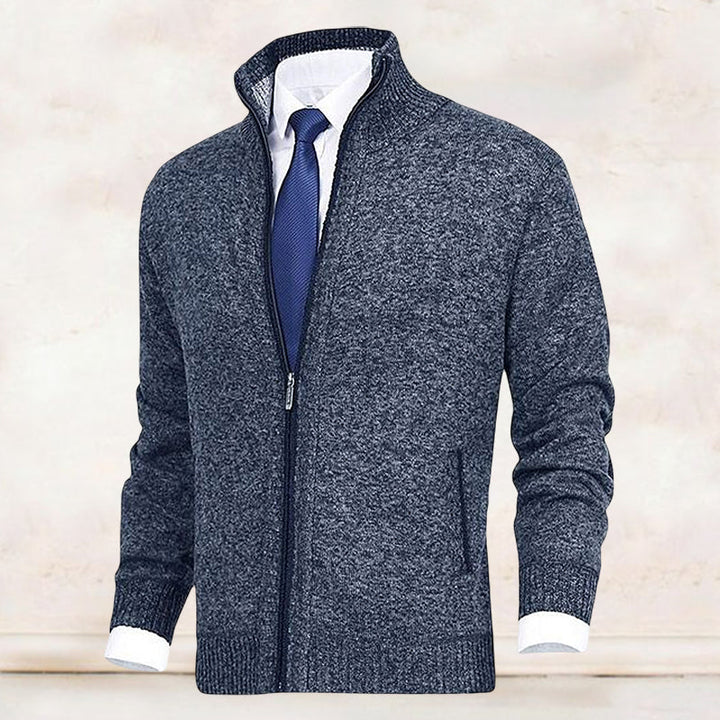 Saber Klassischer Herren Strickjacke mit Stehkragen