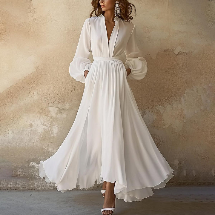 Elegantes Damen Maxikleid mit V-Ausschnitt