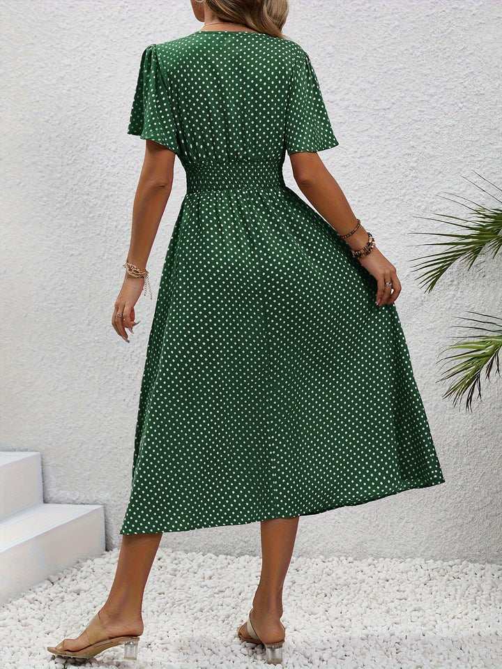 Elegantes Damen Punktekleid A-Linie