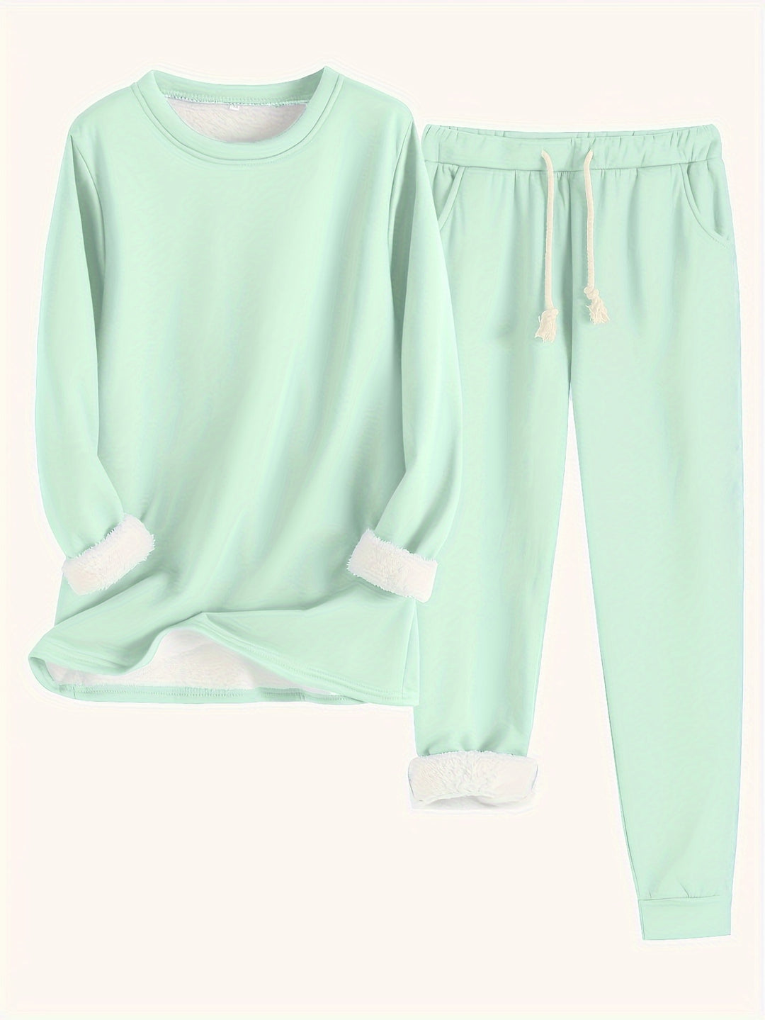 Kuschelig warmes Damen Fleece-Set zweiteilig lang