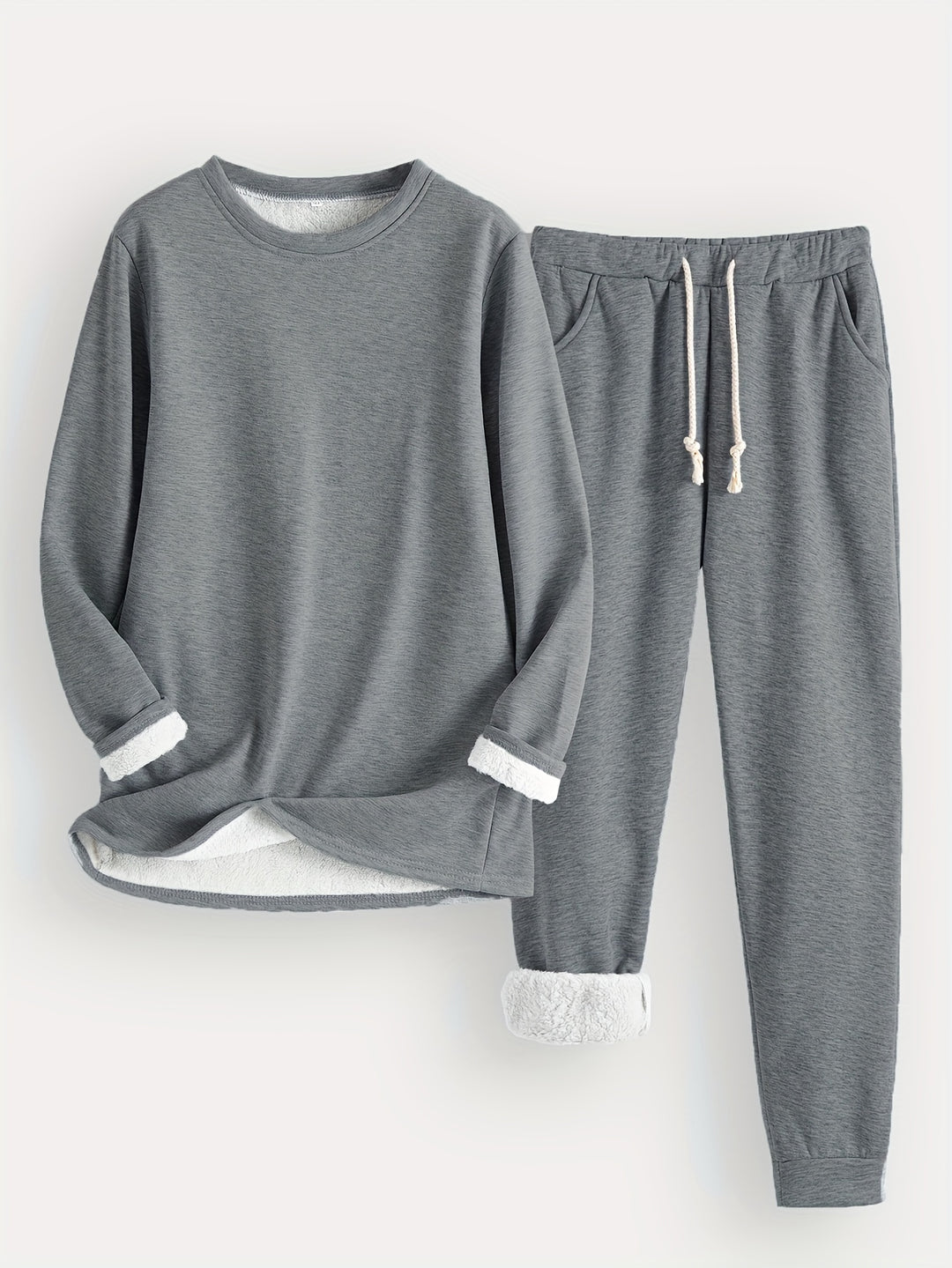 Kuschelig warmes Damen Fleece-Set zweiteilig lang