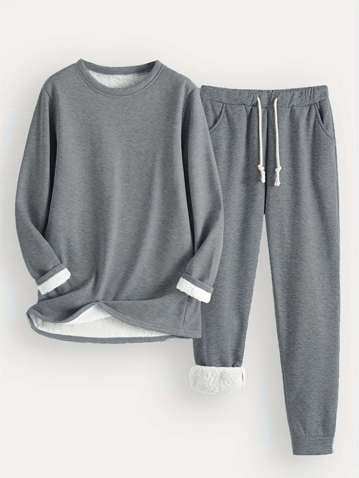Kuschelig warmes Damen Fleece-Set zweiteilig lang