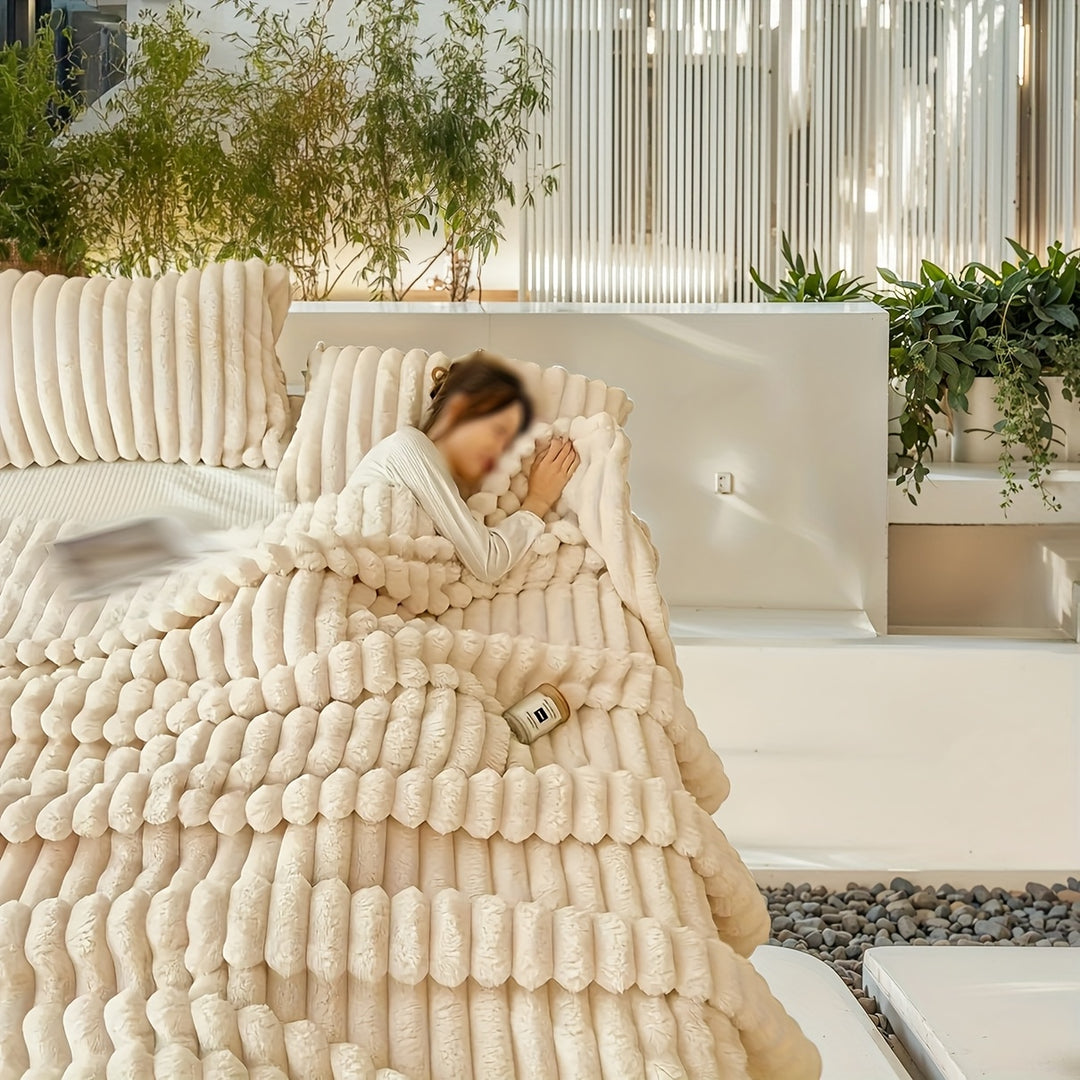 Weiche Damen Kunstfell-Kuscheldecke