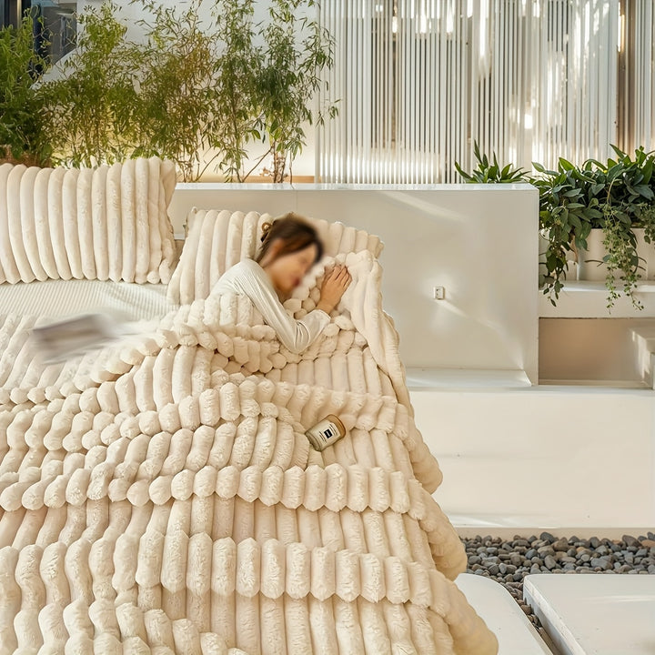Weiche Damen Kunstfell-Kuscheldecke