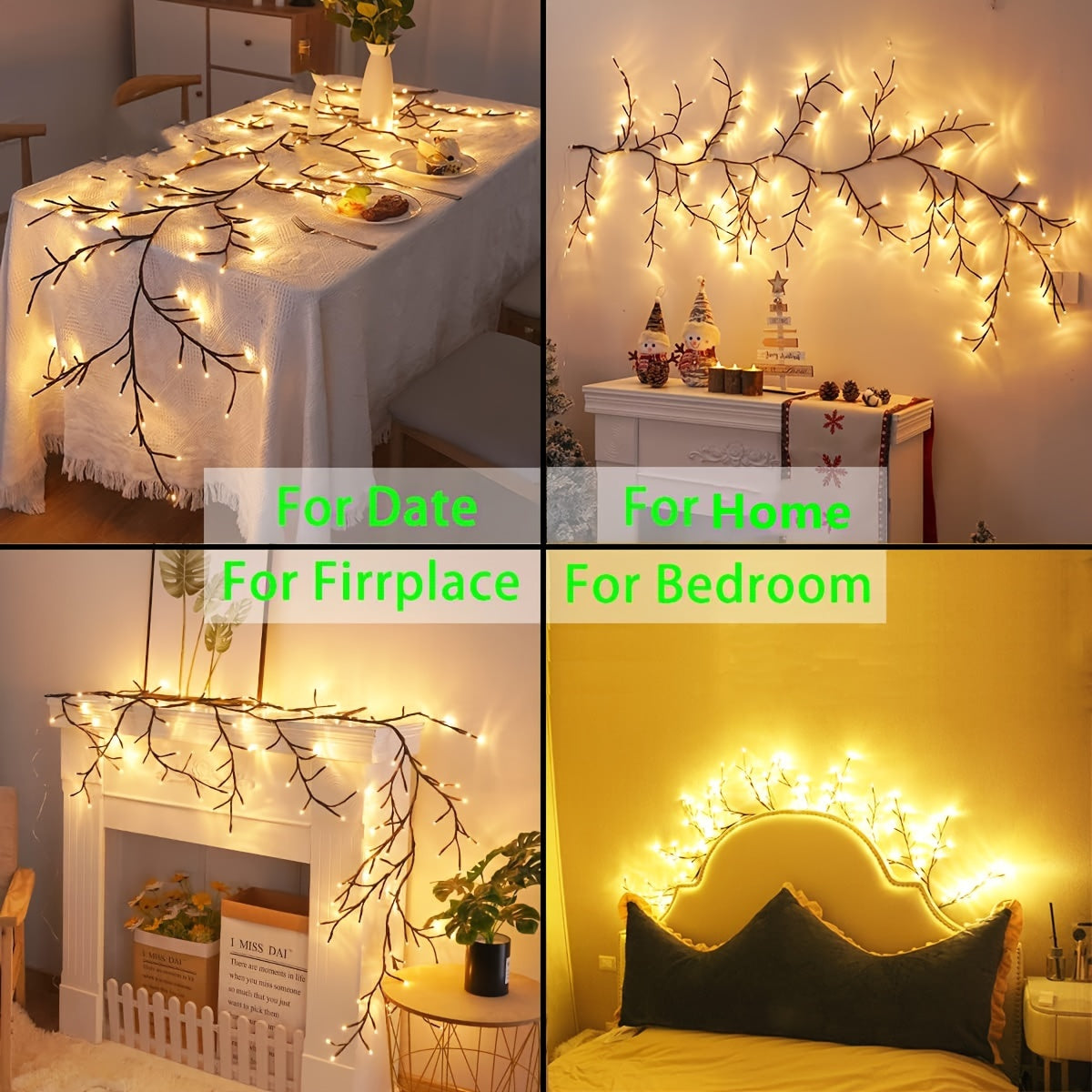 Flexible Willow Branch Lights in White Birch Tree Light