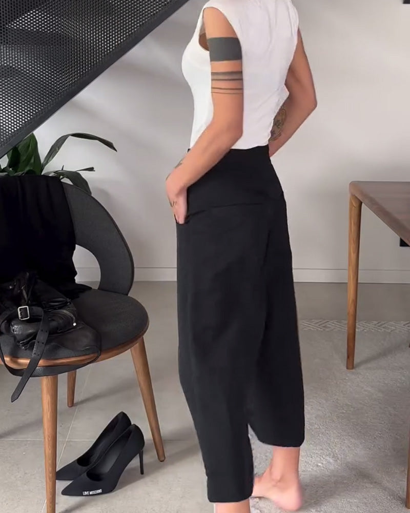 Lässige Asymmetrische Damen Freizeithose