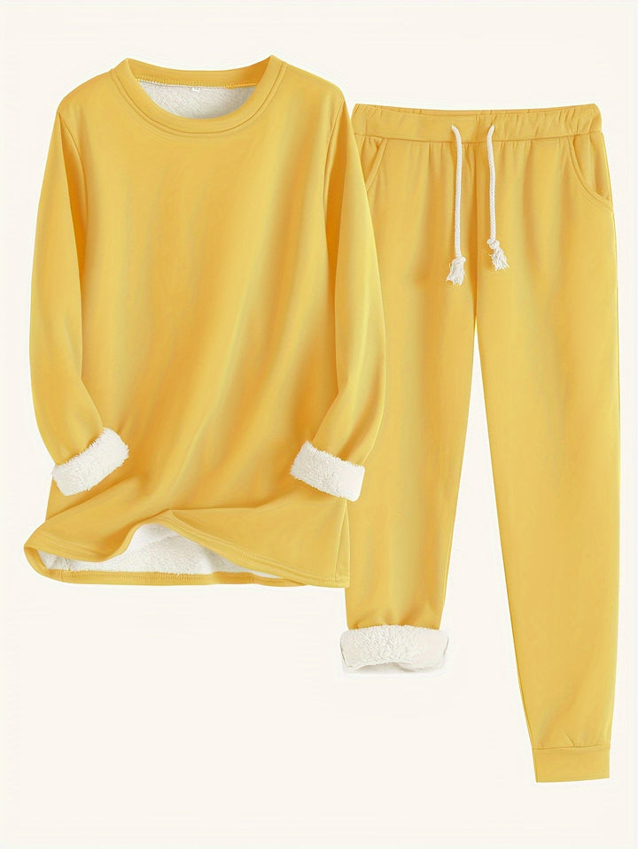 Kuschelig warmes Damen Fleece-Set zweiteilig lang