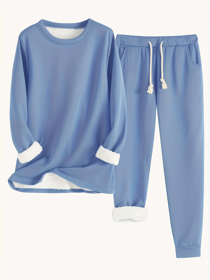 Kuschelig warmes Damen Fleece-Set zweiteilig lang
