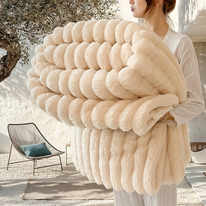 Weiche Damen Kunstfell-Kuscheldecke