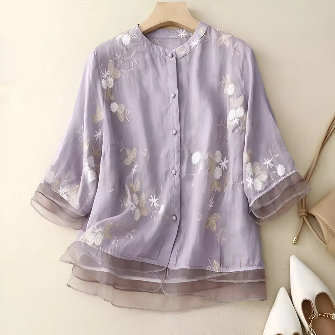 Emily Modische Damen Bluse mit Blumenmuster