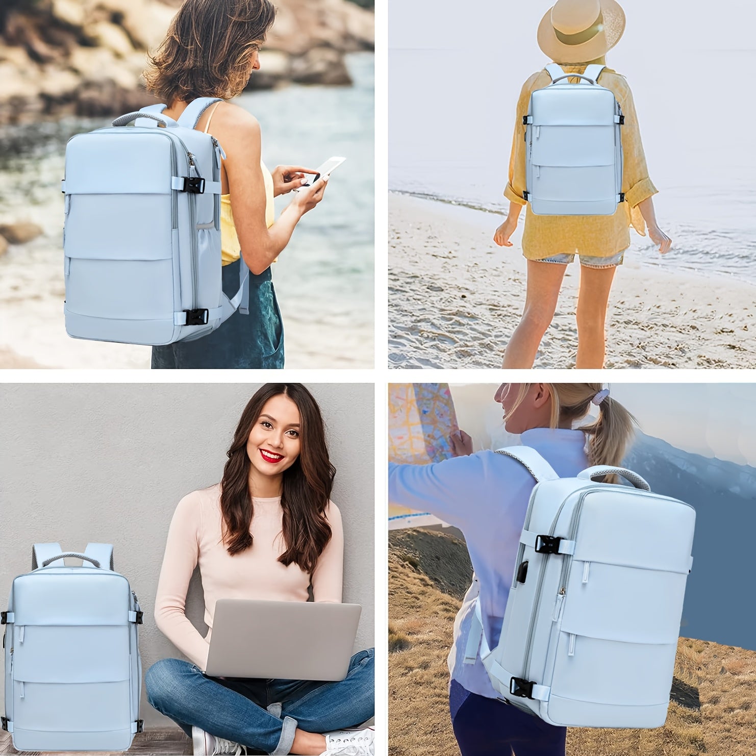 Travel Backpack with Shoe Compartment, Laptop Compartment, and Adjustable Straps