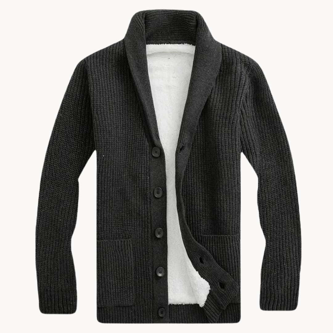 Cozy Fleece Cardigan with Elegant Shawl Collar