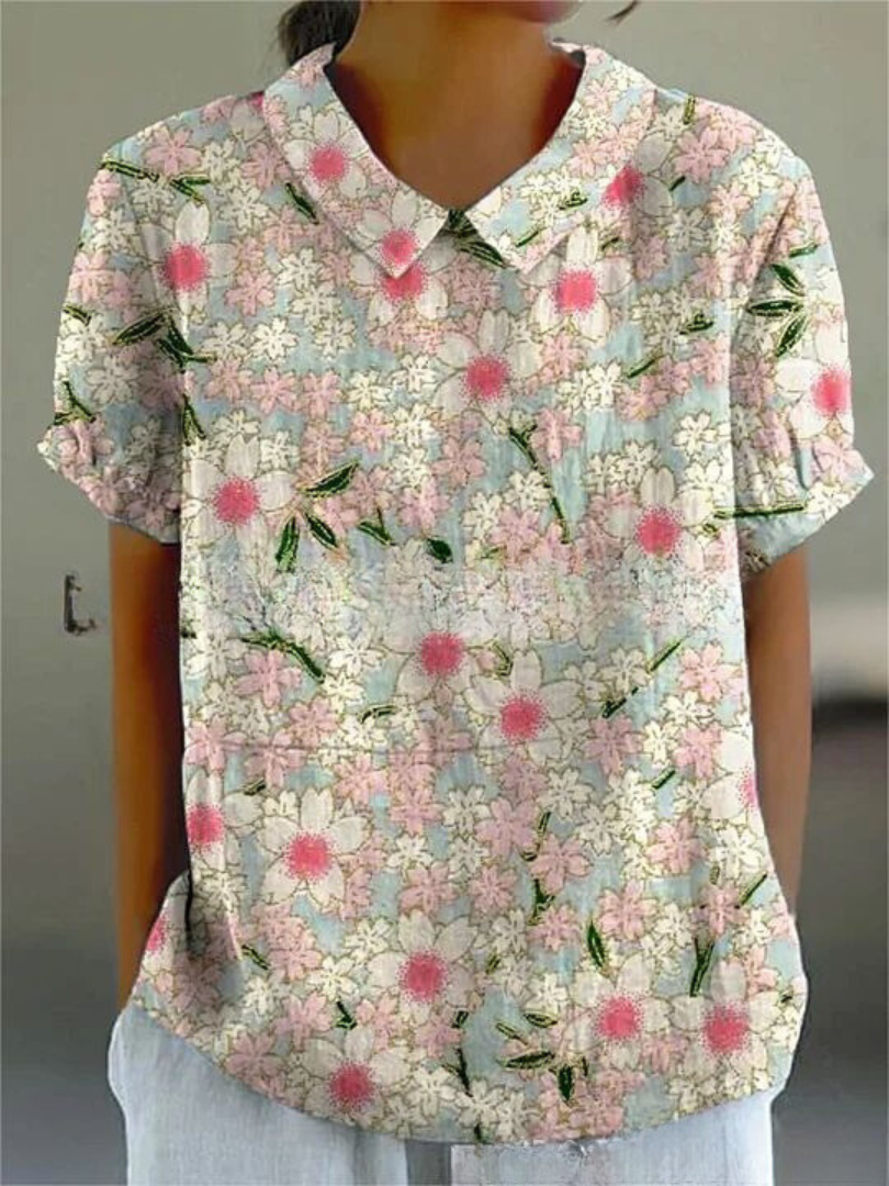 Modisches Blumenprint Damen Hemd