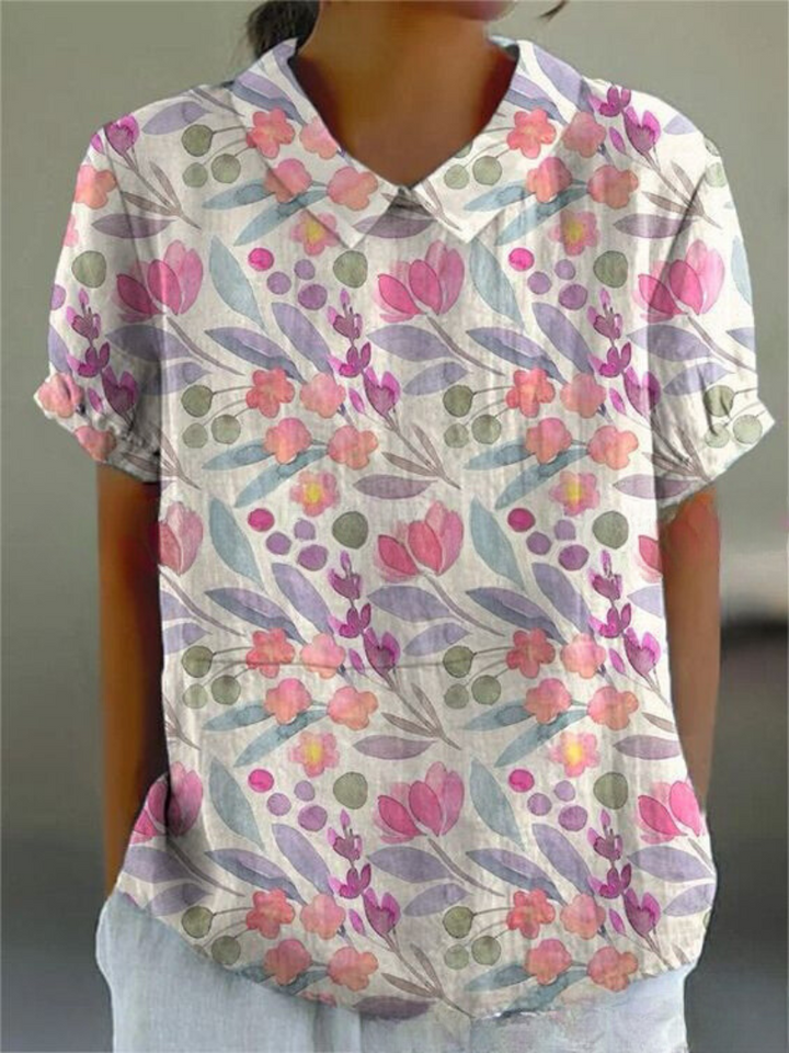 Modisches Blumenprint Damen Hemd