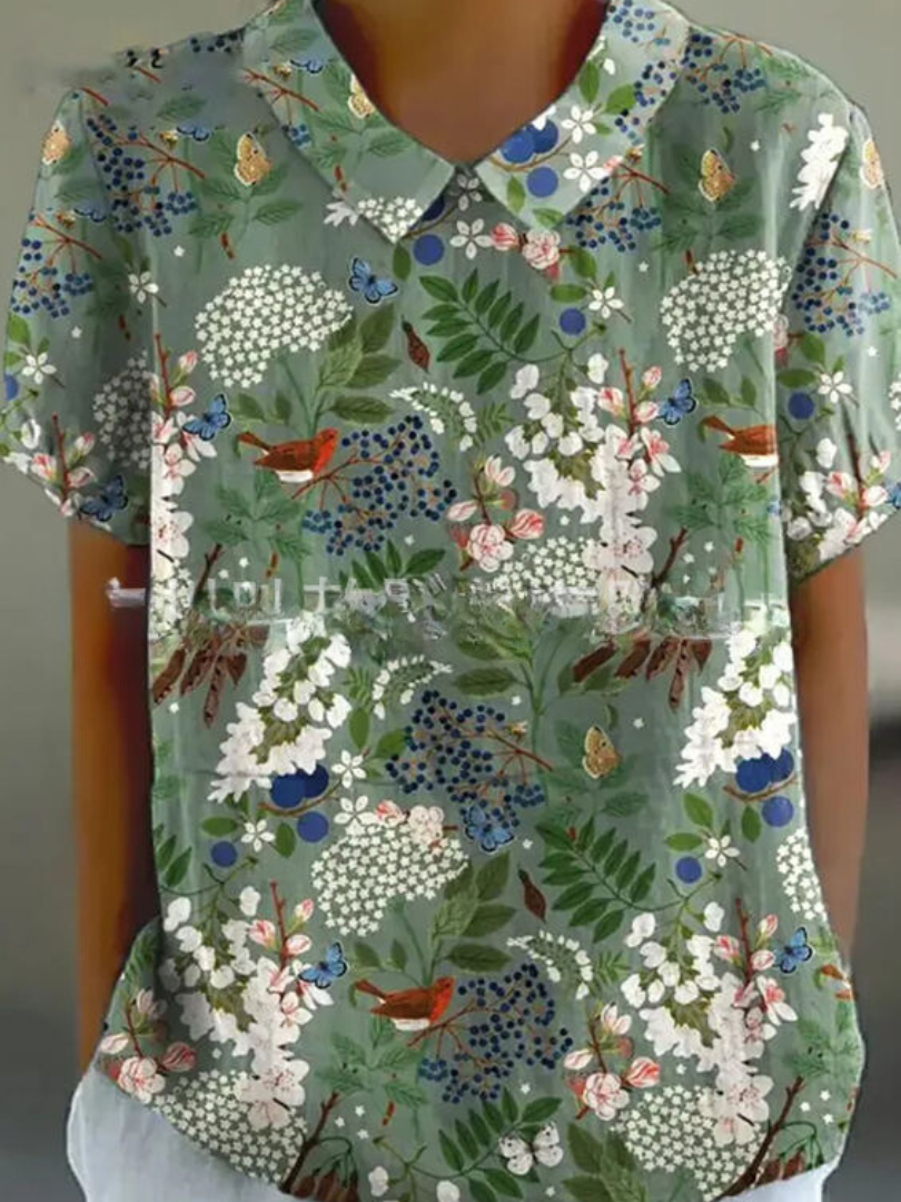 Modisches Blumenprint Damen Hemd