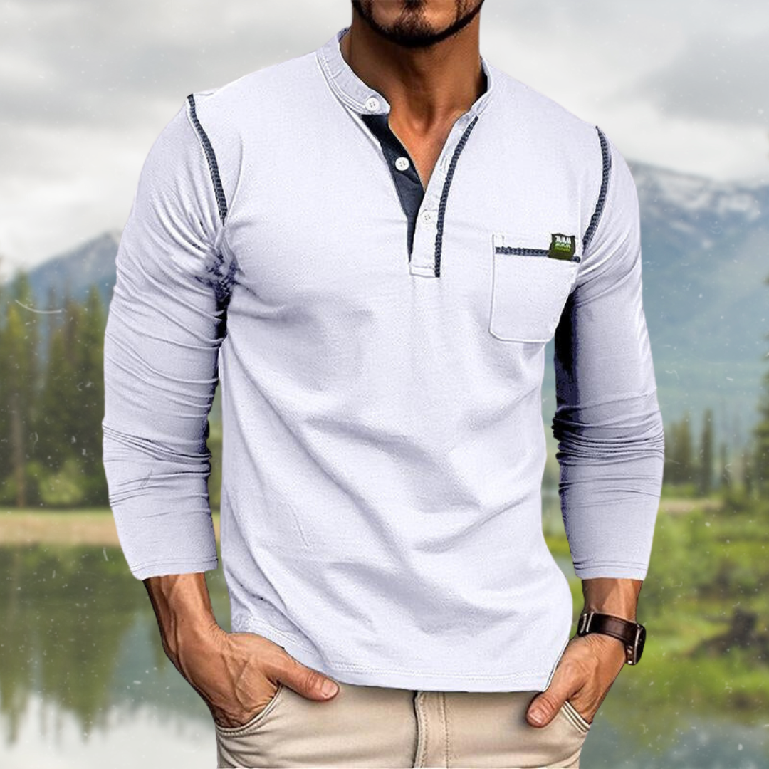 Lennart Long Sleeve Polo Shirt with Henley Collar for Men