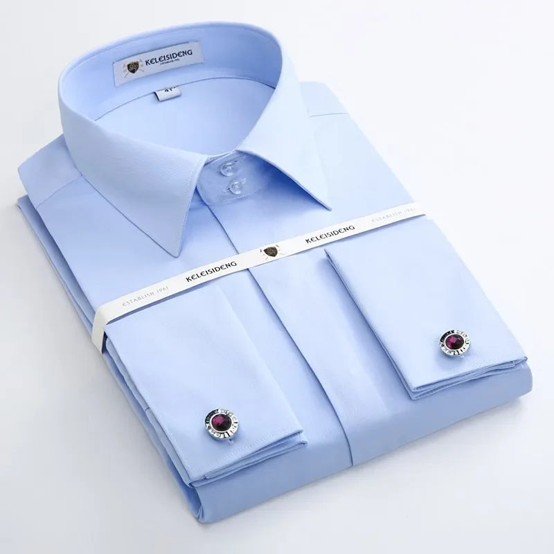 Men's Elegant Wrinkle-Free Tuxedo Shirt with Cufflinks