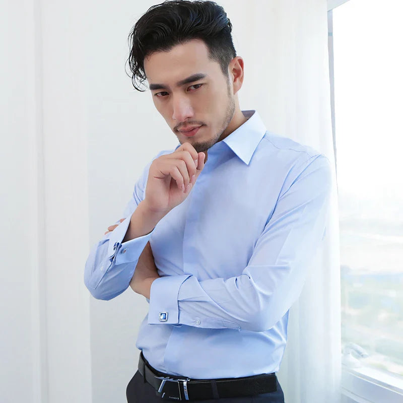 Men's Elegant Wrinkle-Free Tuxedo Shirt with Cufflinks