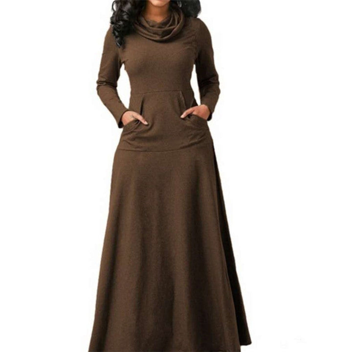 Elegantes Langarm Damen Maxikleid