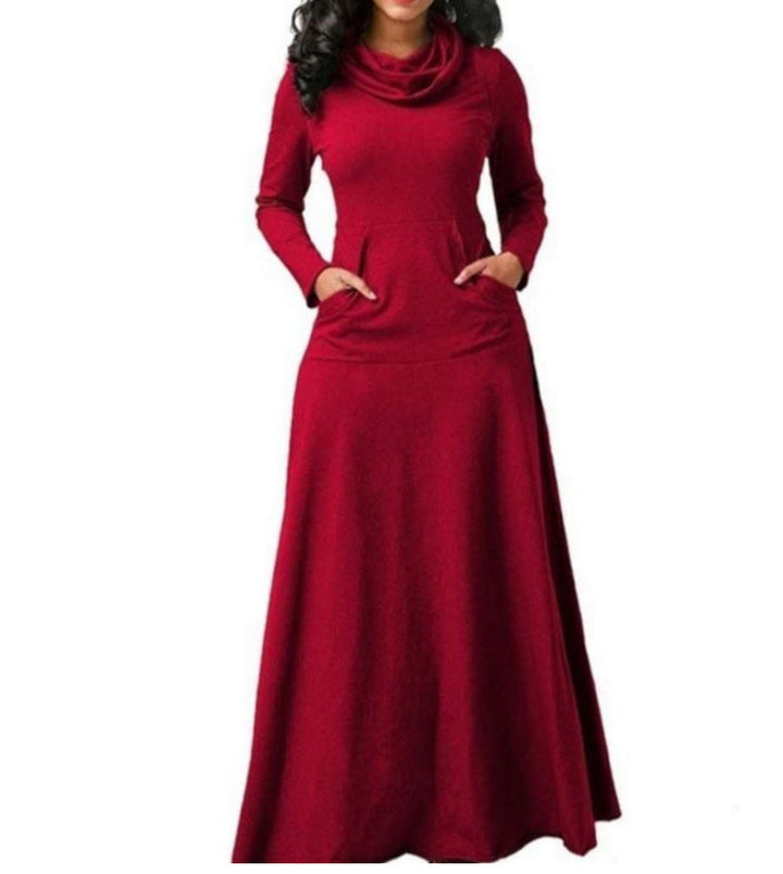 Elegantes Langarm Damen Maxikleid