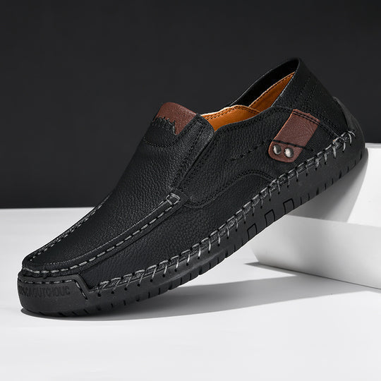 Men's Slip-On Loafers with Non-Slip Sole in Leather Look