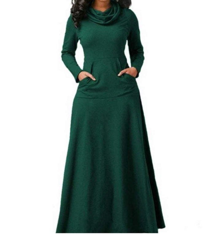 Elegantes Langarm Damen Maxikleid