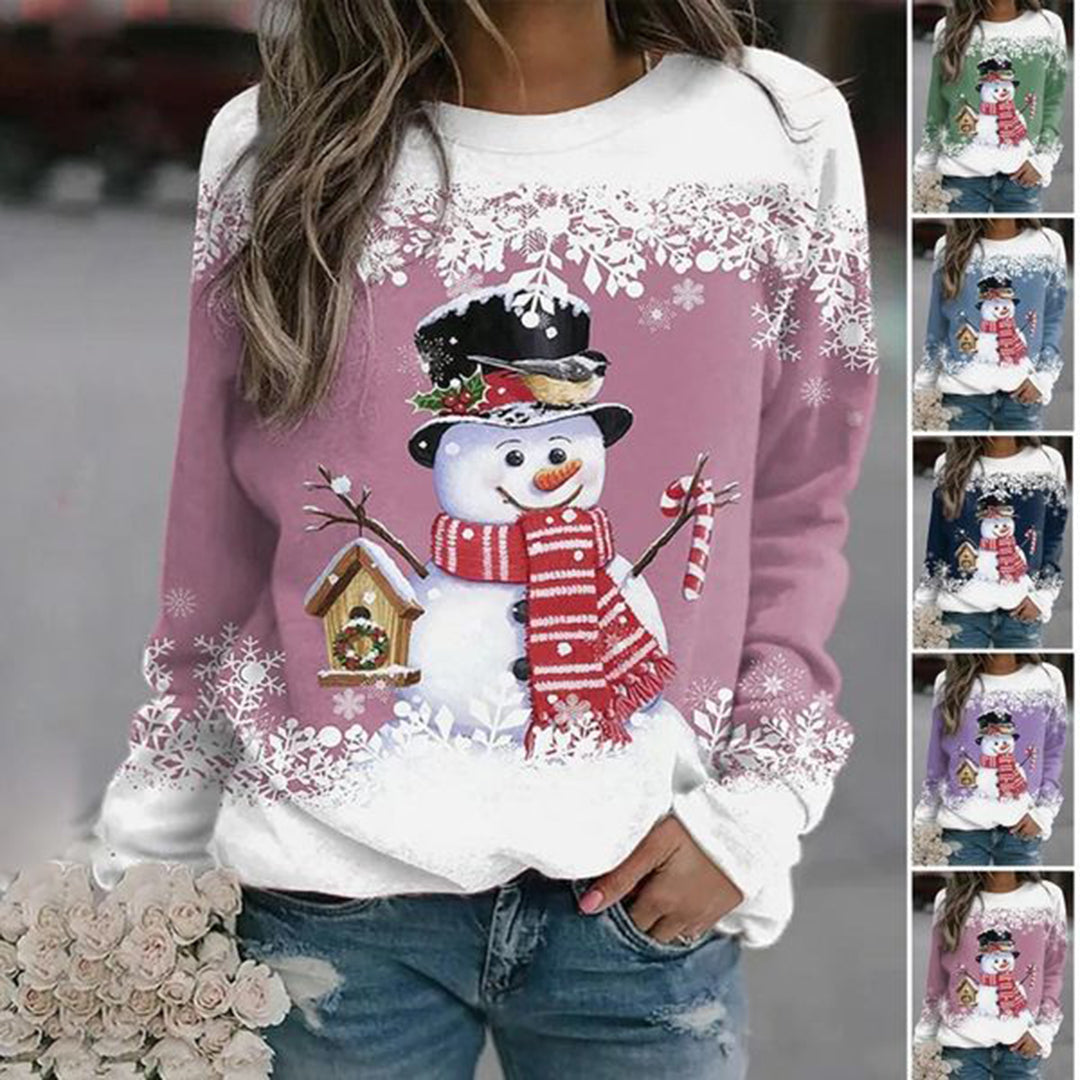 Festlicher Damen Weihnachtspullover mit Schneemann