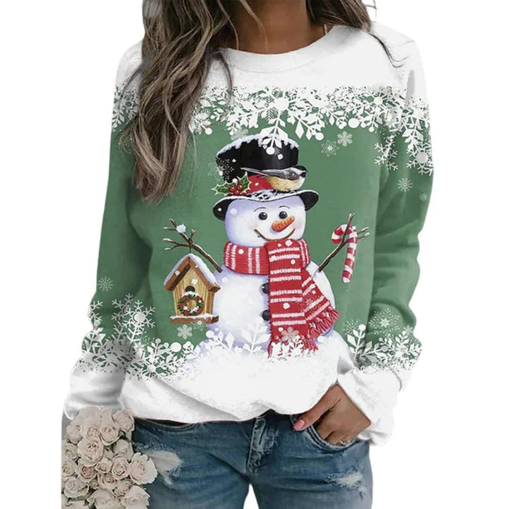 Festlicher Damen Weihnachtspullover mit Schneemann