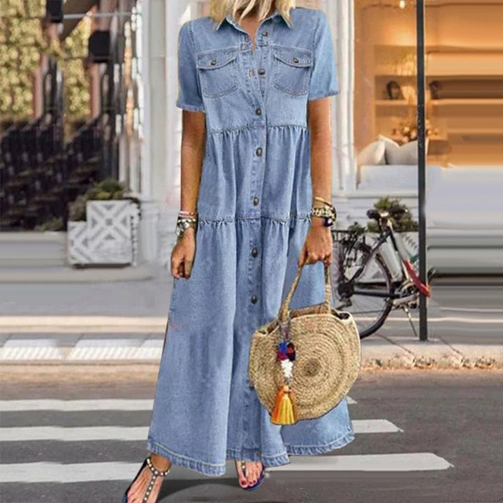 Modisches Langes Damen Jeanskleid