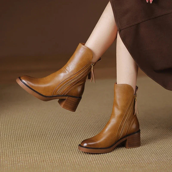 Klassische Leder Damen Stiefeletten