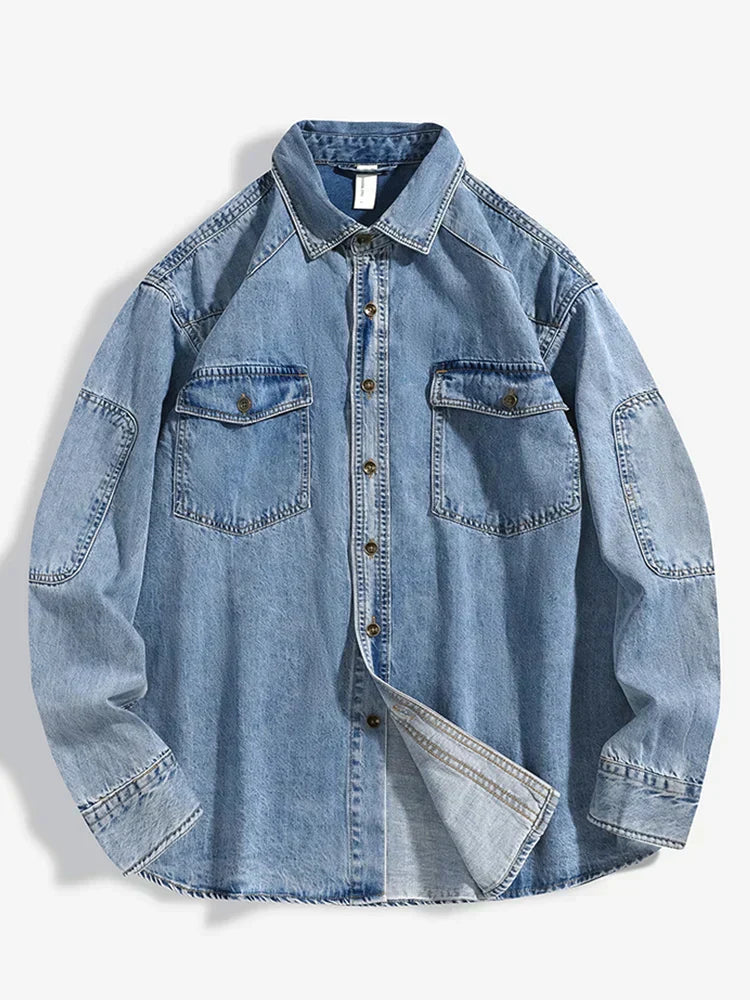 Men's Casual Button-Up Denim Shirt