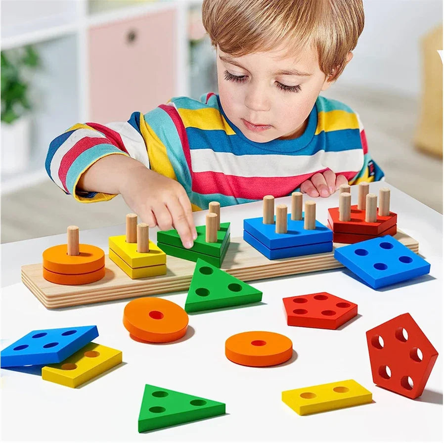 Wooden Stacking Toy Puzzle for Toddlers and Kids