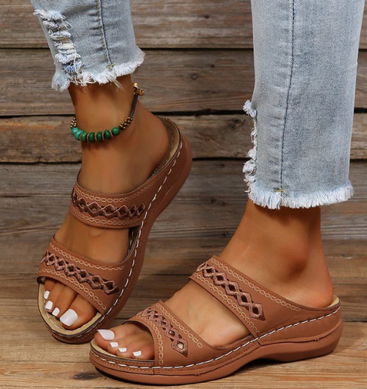 Bequeme Ergonomische Damen Sandalen mit offener Zehenpartie