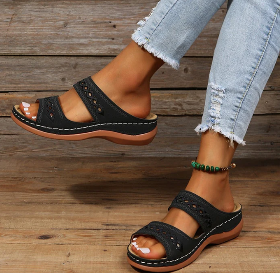 Bequeme Ergonomische Damen Sandalen mit offener Zehenpartie