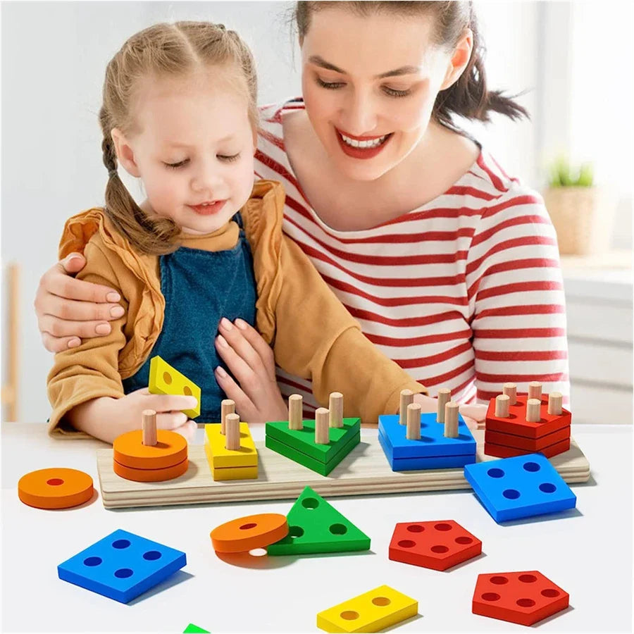 Wooden Stacking Toy Puzzle for Toddlers and Kids