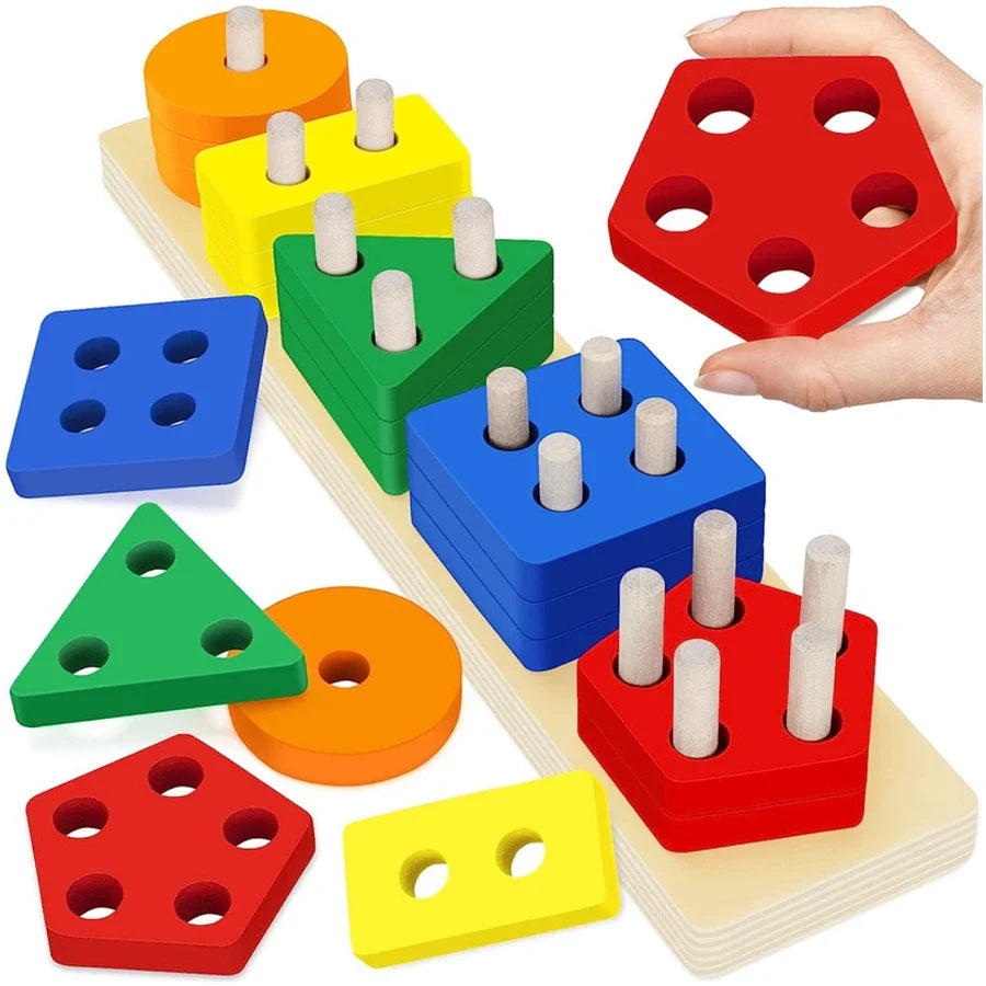 Wooden Stacking Toy Puzzle for Toddlers and Kids
