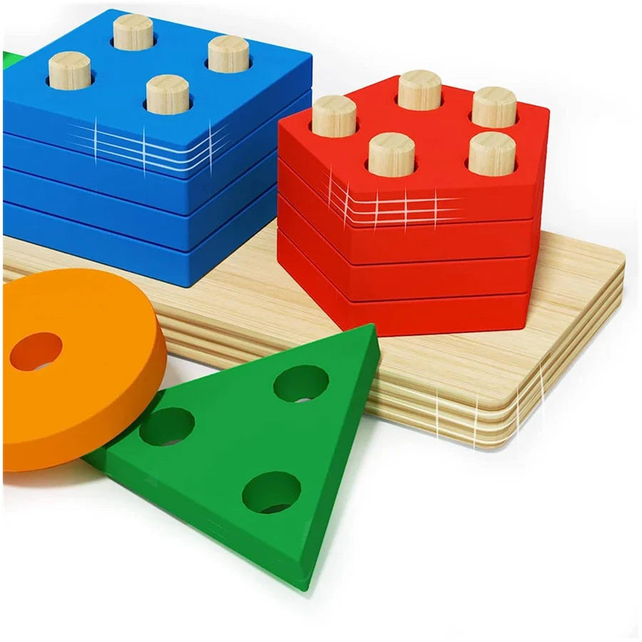 Wooden Stacking Toy Puzzle for Toddlers and Kids