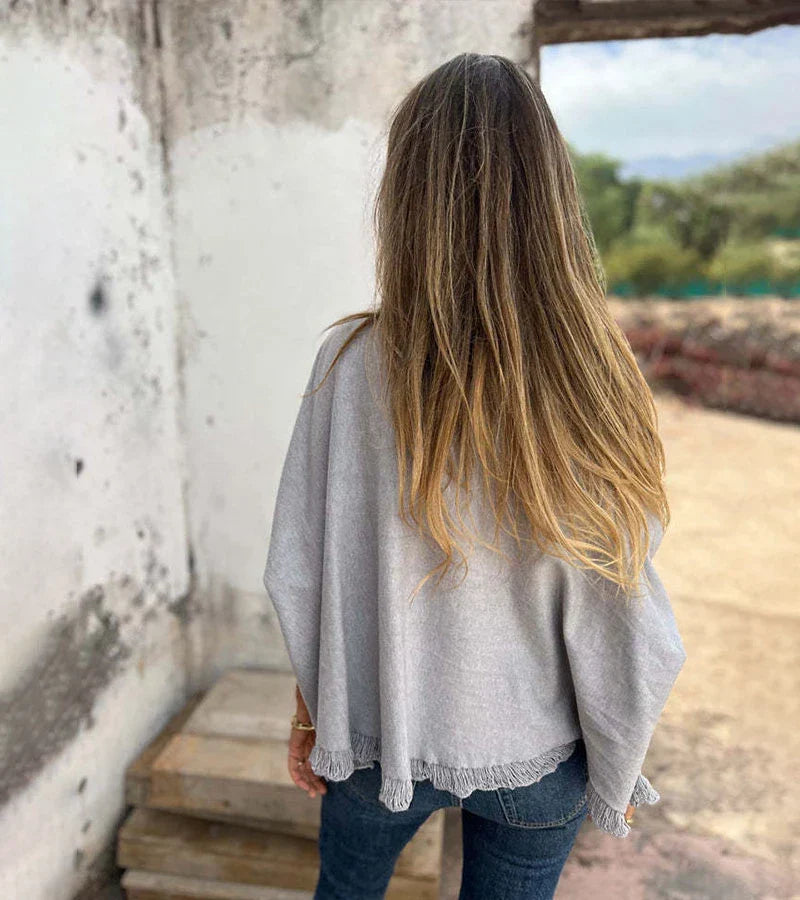 Trendiger Fransen-Pullover Damen Strickpulli