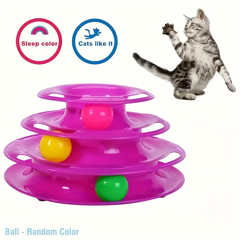 Interactive Cat Toy Tower with Spinning Balls