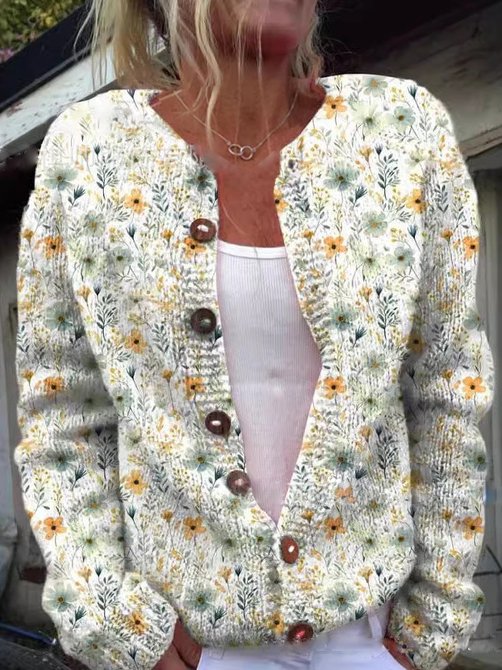 Daisy Chic Modischer Damen Blumen-Cardigan