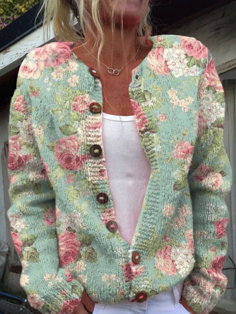 Daisy Chic Modischer Damen Blumen-Cardigan
